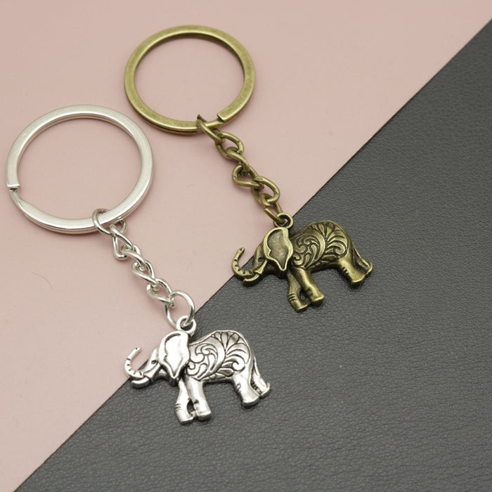 Metal Simple Elephant Keychain Bag Charm Key Ring Gift
