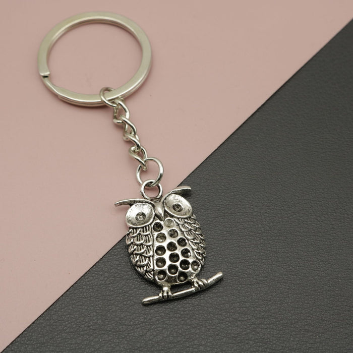 Zinc Alloy Owl Shape Keychain Bag Charm Gift – Silver