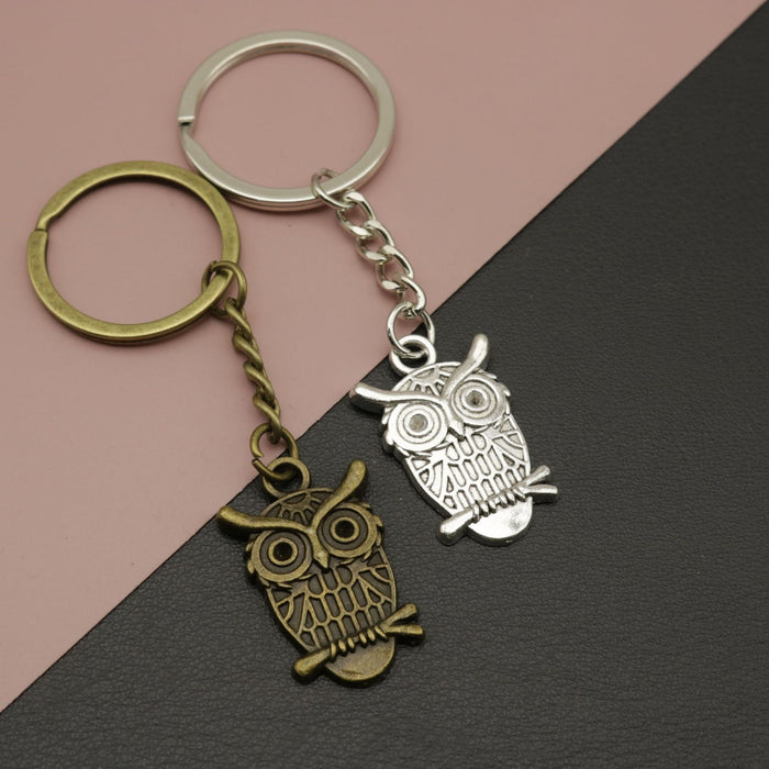 Metal Owl Keychain Simple Bag Charm Gift