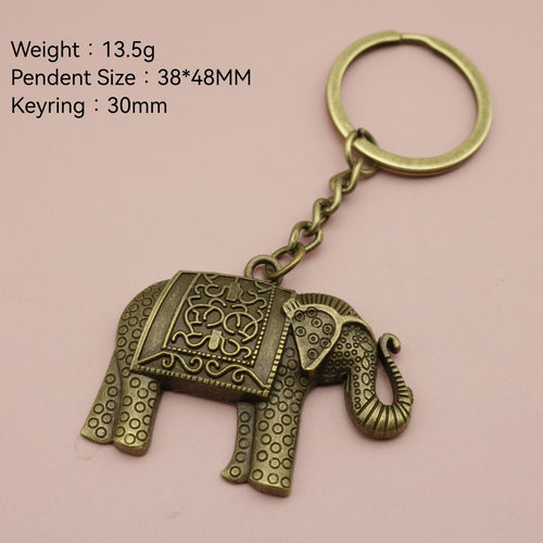 Metal Minimalist Elephant Keychain Bag Charm Gift – Antique Copper