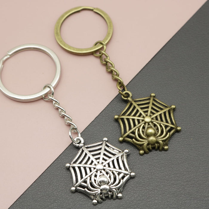Zinc Alloy Spider Web Keychain Halloween Bag Charm