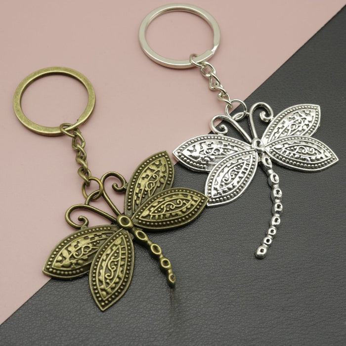 Zinc Alloy Minimal Dragonfly Keychain Bag Charm Gift
