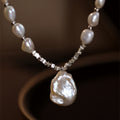 French Vintage Baroque Pleated Teardrop Faux Pearl Pendant Beaded Collarbone Necklace For Women view 2