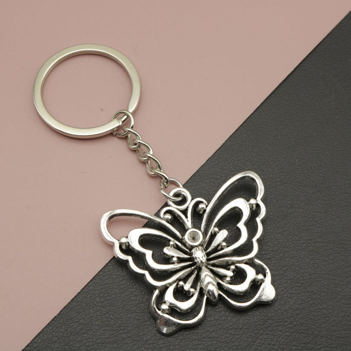 Metal Butterfly Keychain For Fashion Bag Charm Gift – Silver