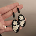 New Chinese Style Alloy Teardrop Bamboo Fan Butterfly Drop Earrings For Women view 3