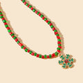 European American Christmas Colorblock Beaded Enamel Santa Wreath Tree Necklace For Women view 4