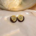 Vintage Coffee Brown Round Alloy Irregular Textured Metal Studs Elegant Niche Luxury Women's Earrings view 3