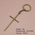 Zinc Alloy Simple Cross Keychain Bag Charm Gift – Antique Copper view 2