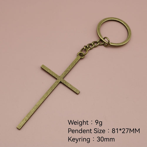 Zinc Alloy Simple Cross Keychain Bag Charm Gift – Antique Copper