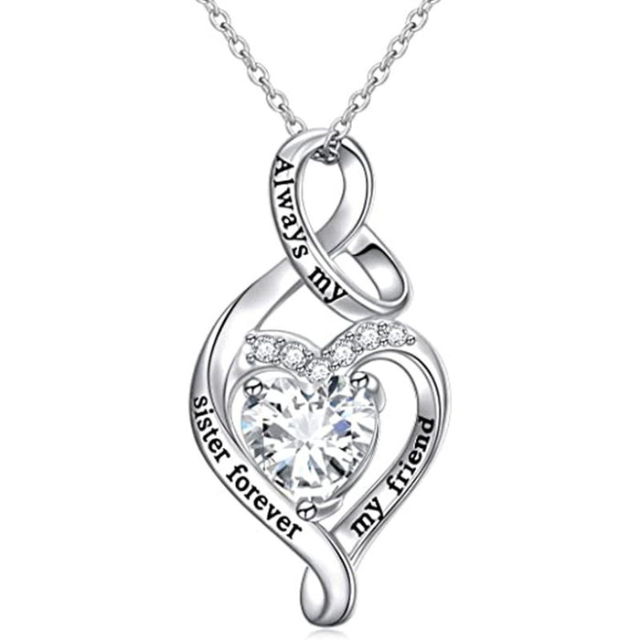 European Fashion Heart Pendant Necklace, Best Friends Gift Jewelry With Twisted Love Zircon Charm