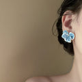 Alloy Misty Iris Blue Flower Stud Earrings Fresh Elegant Floral Fashion Ear Jewelry view 2