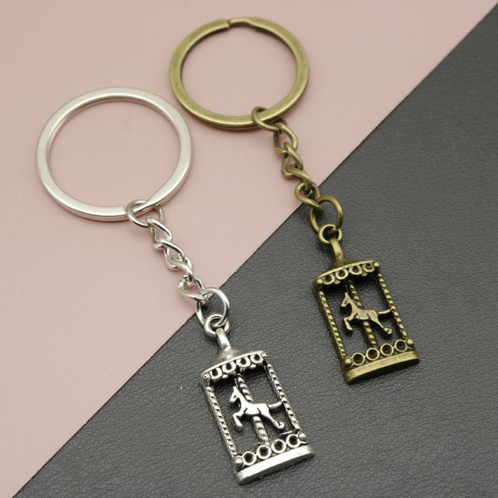 Metal Carousel Horse Keychain Minimalist Bag Charm Gift