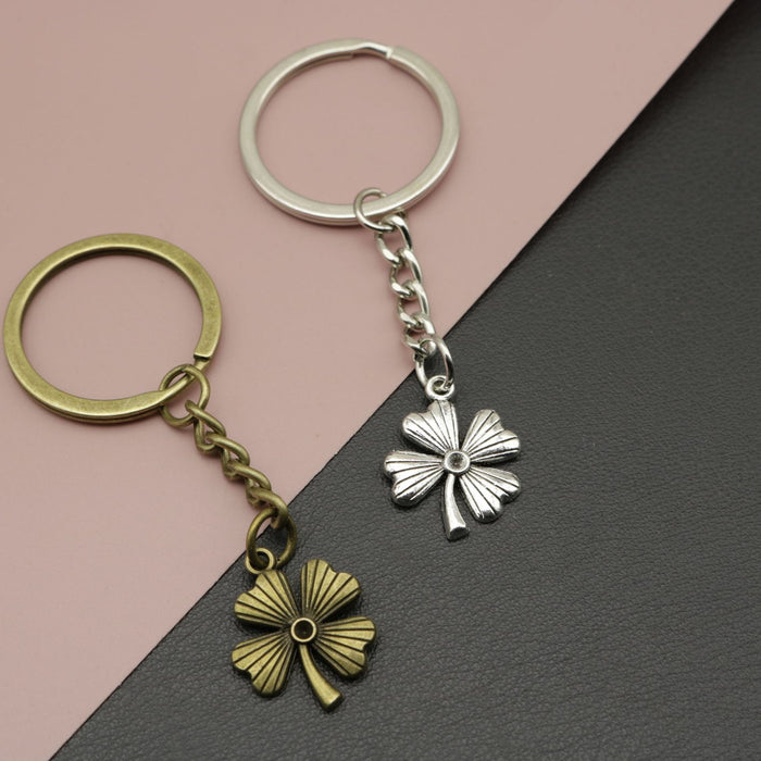 Zinc Alloy Four Leaf Clover Keychain For Bag Charm Gift