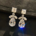 Super Sparkling Zircon Teardrop Long Earrings, Slim Bridal Wedding Engagement Ear Jewelry view 2