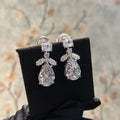 Super Sparkling Zircon Teardrop Long Earrings, Slim Bridal Wedding Engagement Ear Jewelry view 4