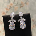 Super Sparkling Zircon Teardrop Long Earrings, Slim Bridal Wedding Engagement Ear Jewelry view 3