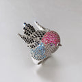 Creative Robin Bird Ring Heavy Full Rhinestone Statement Hand Jewelry Fashion Design Accessory view 2