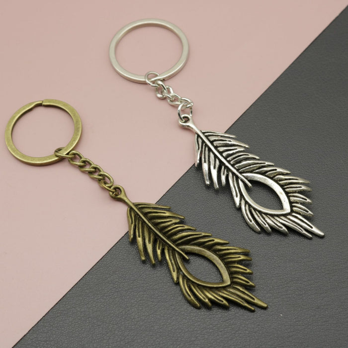 Zinc Alloy Simple Feather Keychain For Bag Charm Gift