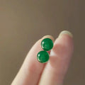 Green Butterfly Flower Faux Pearl Stud Earrings, Fresh Summer Fashion Silver Needle Jewelry view 2