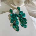 Green Butterfly Flower Faux Pearl Stud Earrings, Fresh Summer Fashion Silver Needle Jewelry view 3