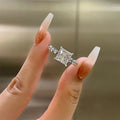 Luxury Square Zircon Statement Ring, Sparkling Engagement Proposal Anniversary Jewelry view 2