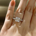 Luxury Square Zircon Statement Ring, Sparkling Engagement Proposal Anniversary Jewelry view 4