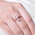 Rose Quartz Cat Ring For Women, Korean Japanese Light Luxury Cute Rose Open Finger Ring Jewelry view 4