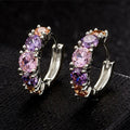 Multicolor Zircon Spliced Hoop Earrings Fashion Elegant Luxury Style Ear Jewelry view 2