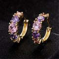 Multicolor Zircon Spliced Hoop Earrings Fashion Elegant Luxury Style Ear Jewelry view 1