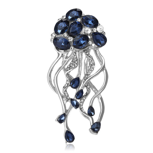Alloy Rhinestone Jellyfish Brooch With Marquise Stones For Women's Apparel