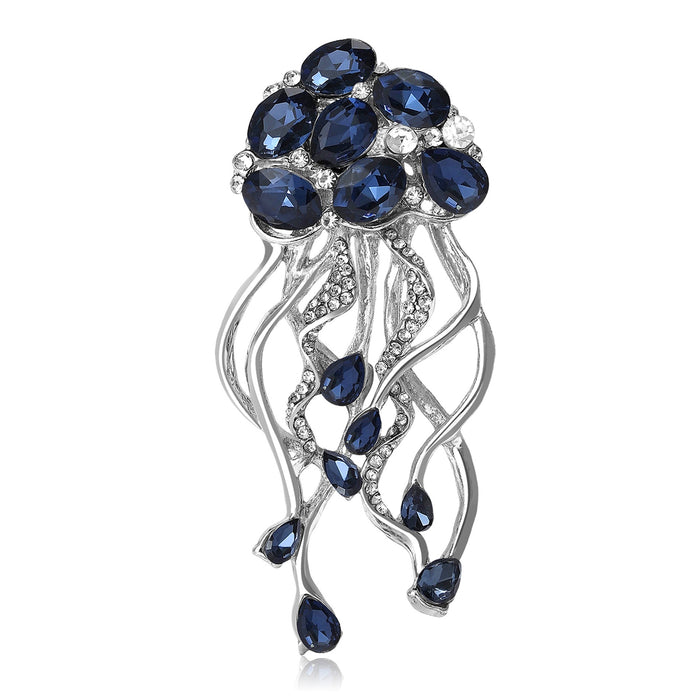 Alloy Rhinestone Jellyfish Brooch With Marquise Stones For Women's Apparel