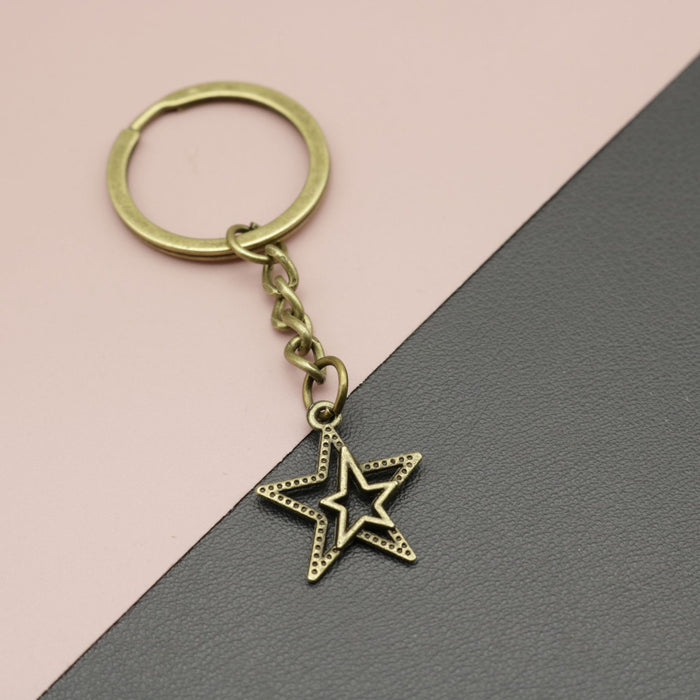 Metal Minimalist Five Point Star Keychain Bag Charm