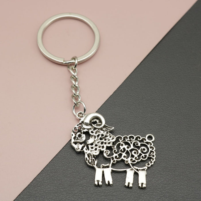 Metal Hollow Sheep Keychain Key Ring Bag Charm Gift