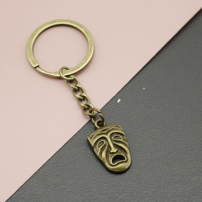 Metal Sad Face Mask Keychain Bag Charm Gift Accessory