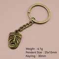 Metal Sad Face Mask Keychain Bag Charm Gift Accessory view 2