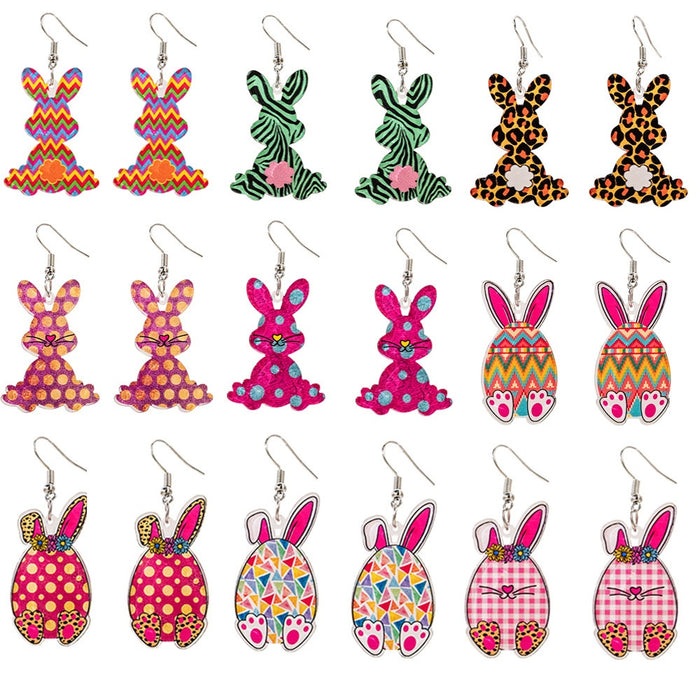 Easter Acrylic Bunny Drop Earrings Cute Rabbit Egg Carrot Cartoon Dangle Earrings For Women
