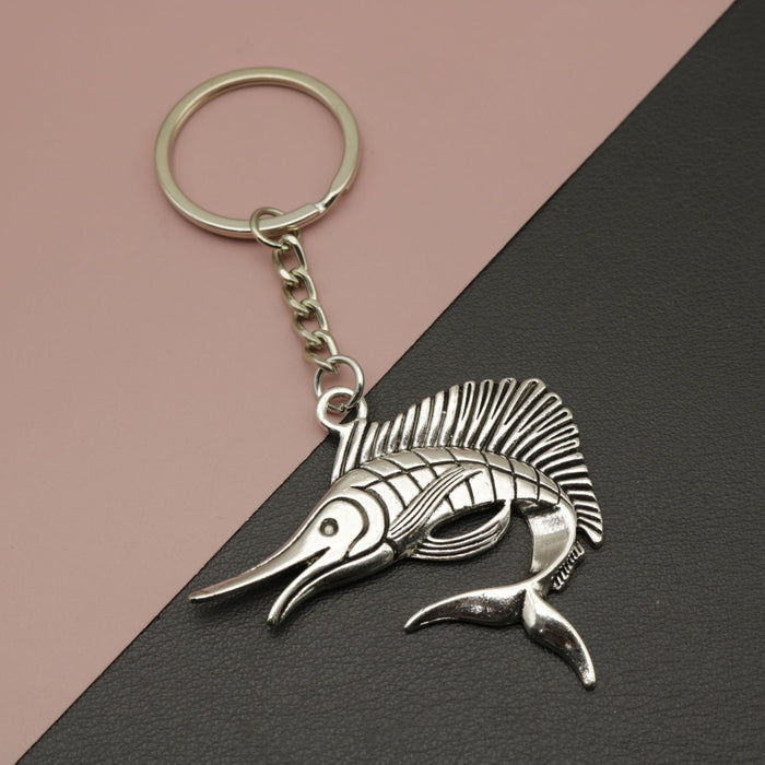 Zinc Alloy Simple Swordfish Keychain Ocean Bag Charm Gift