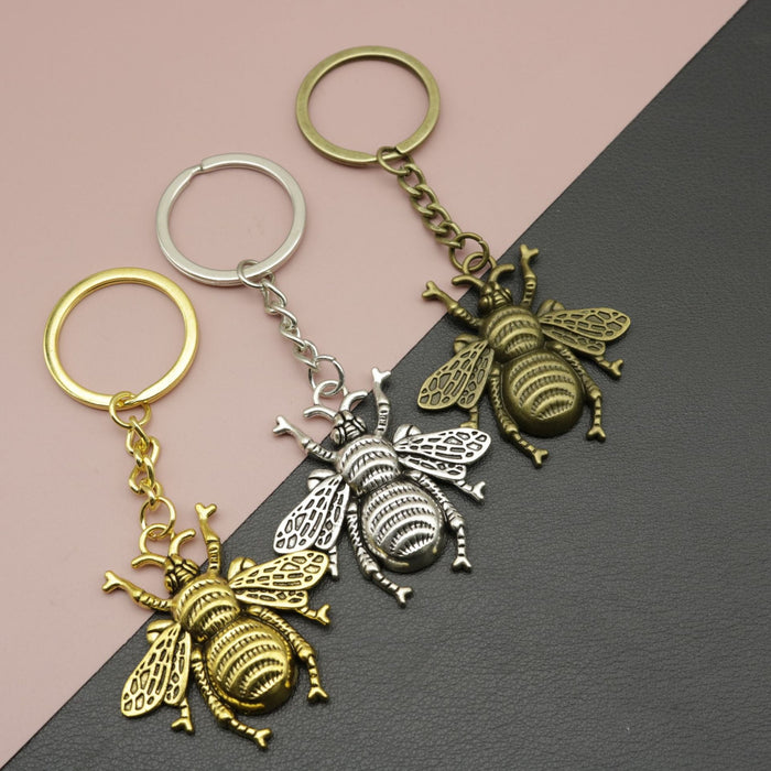 Metal Bee Keychain Bag Charm