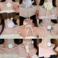 Faux Pearl Floral Mesh Flower Ribbon Choker Necklace Sweet Premium Fashion Neck Jewelry view 3