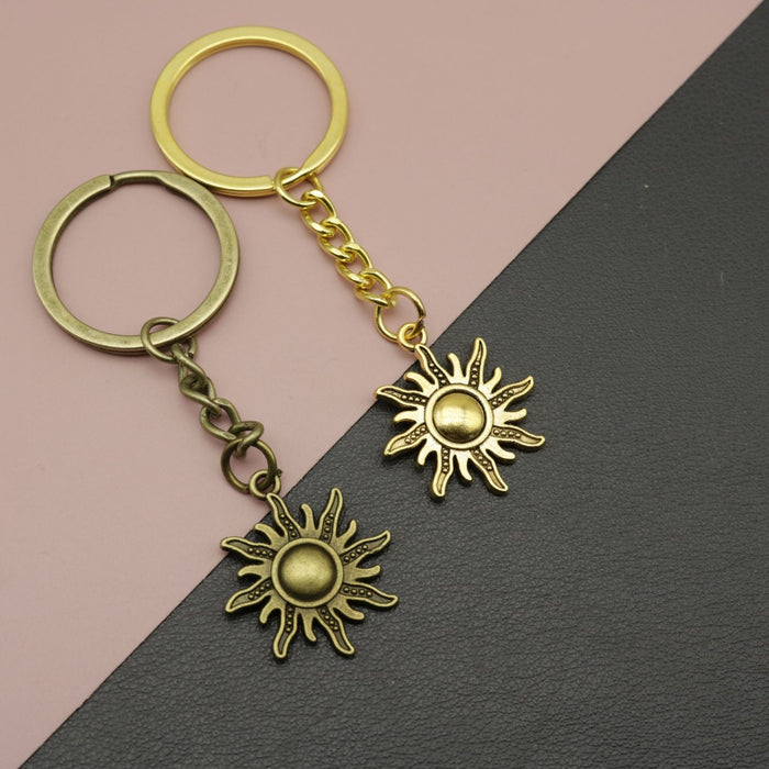 Metal Minimalist Sun Keychain Bag Charm Gift