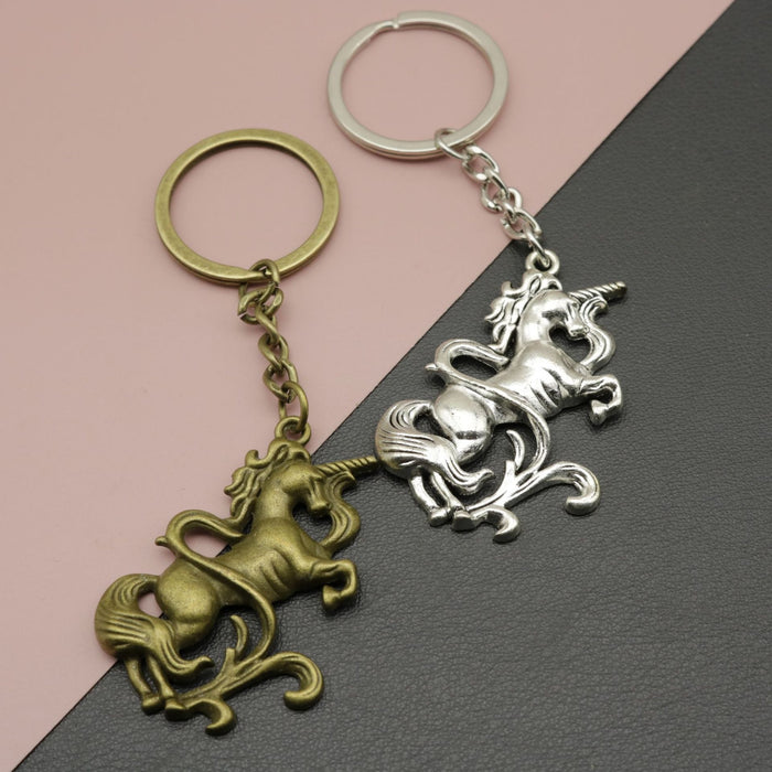 Zinc Alloy Minimalist Unicorn Keychain Bag Charm Gift