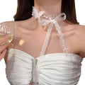 Sweet Faux Pearl Butterfly Bow Ribbon Choker Necklace For Women Elegant Collarbone Jewelry view 5