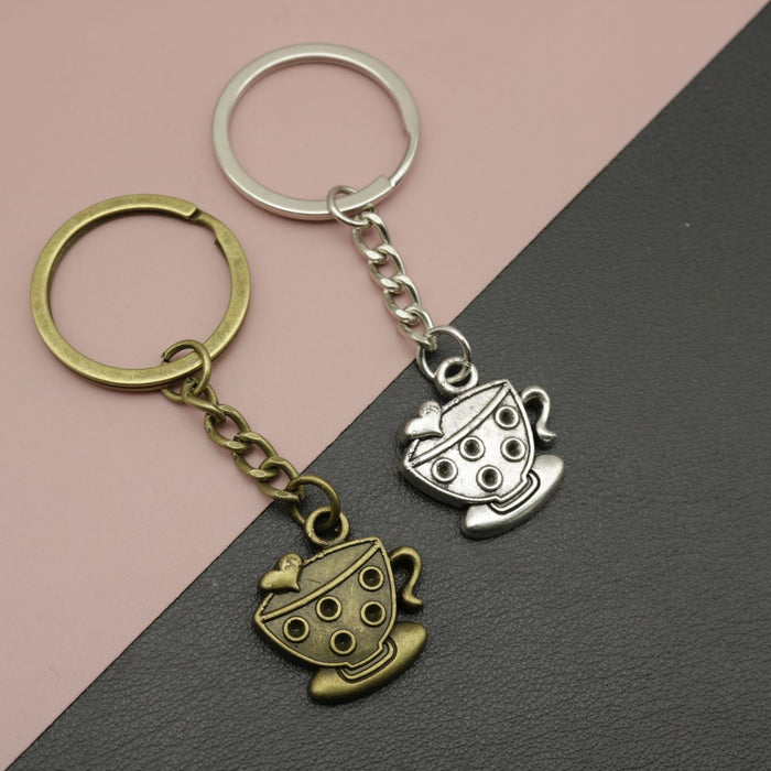 Metal Simple Cup Shape Keychain Gift Key Ring