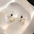 Elegant Acrylic Shell Flower Petal Pearl Bead Alloy Hook Forest Style Dangle Drop Earrings view 3
