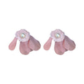 Silver Needle Fabric Flower Imitation Pearl Stud Earrings, Fresh Sweet Elegant Floral Jewelry view 5