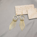Bohemian Geometric Hollow Circle Alloy Long Tassel Drop With Crystal Rhinestone Pendant Earrings view 2