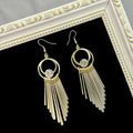 Bohemian Geometric Hollow Circle Alloy Long Tassel Drop With Crystal Rhinestone Pendant Earrings view 4