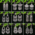Ethnic Miao Silver Tone Tassel Ear Clips Vintage Metal Minority Style Non Pierced Earrings For Women view 1