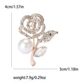 Alloy Rhinestone Rose Pearl Brooch Pin For Women's Clothing view 6