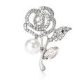 Alloy Rhinestone Rose Pearl Brooch Pin For Women's Clothing view 5